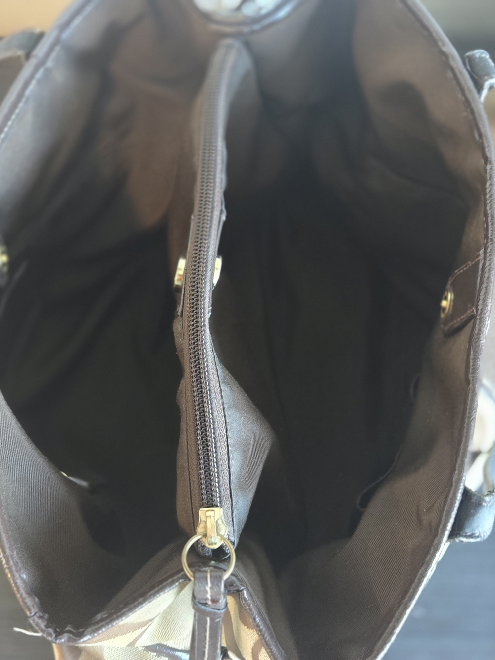 Coach Brown Signature Canvas Shoulder Tote - Picture 4 of 8